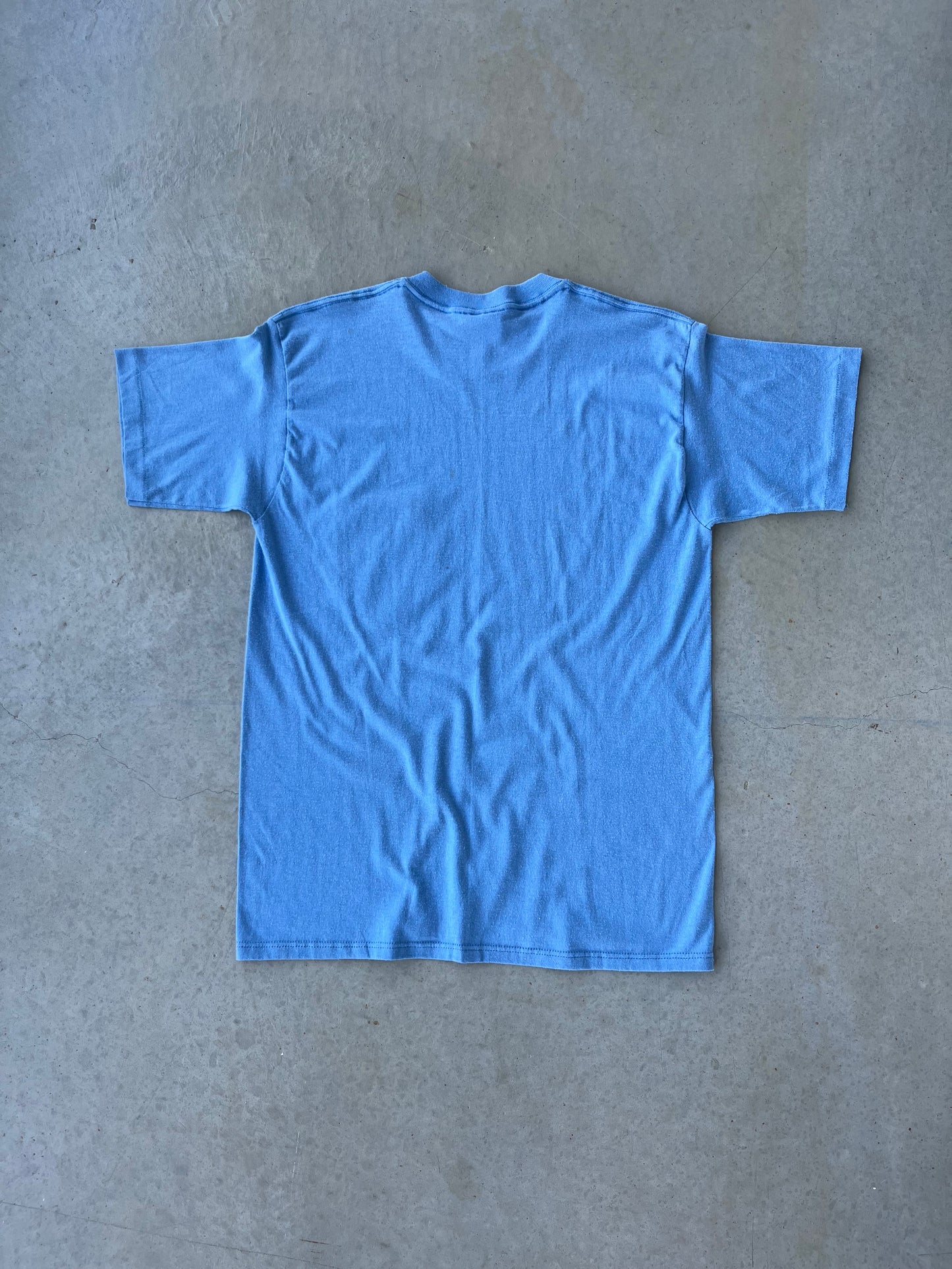 80's Light Blue Blank Pocket T Shirt [M]