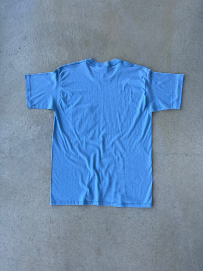80's Light Blue Blank Pocket T Shirt [M]