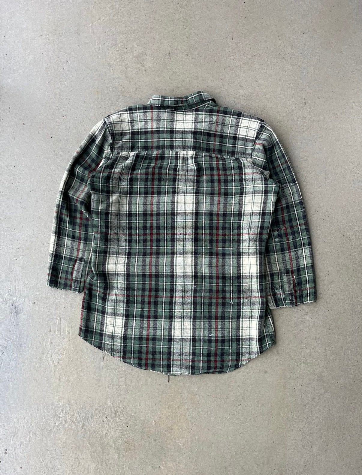90s Plaid Green Acrylic Flannel [M]
