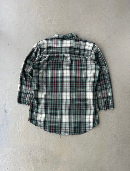 90s Plaid Green Acrylic Flannel [M]