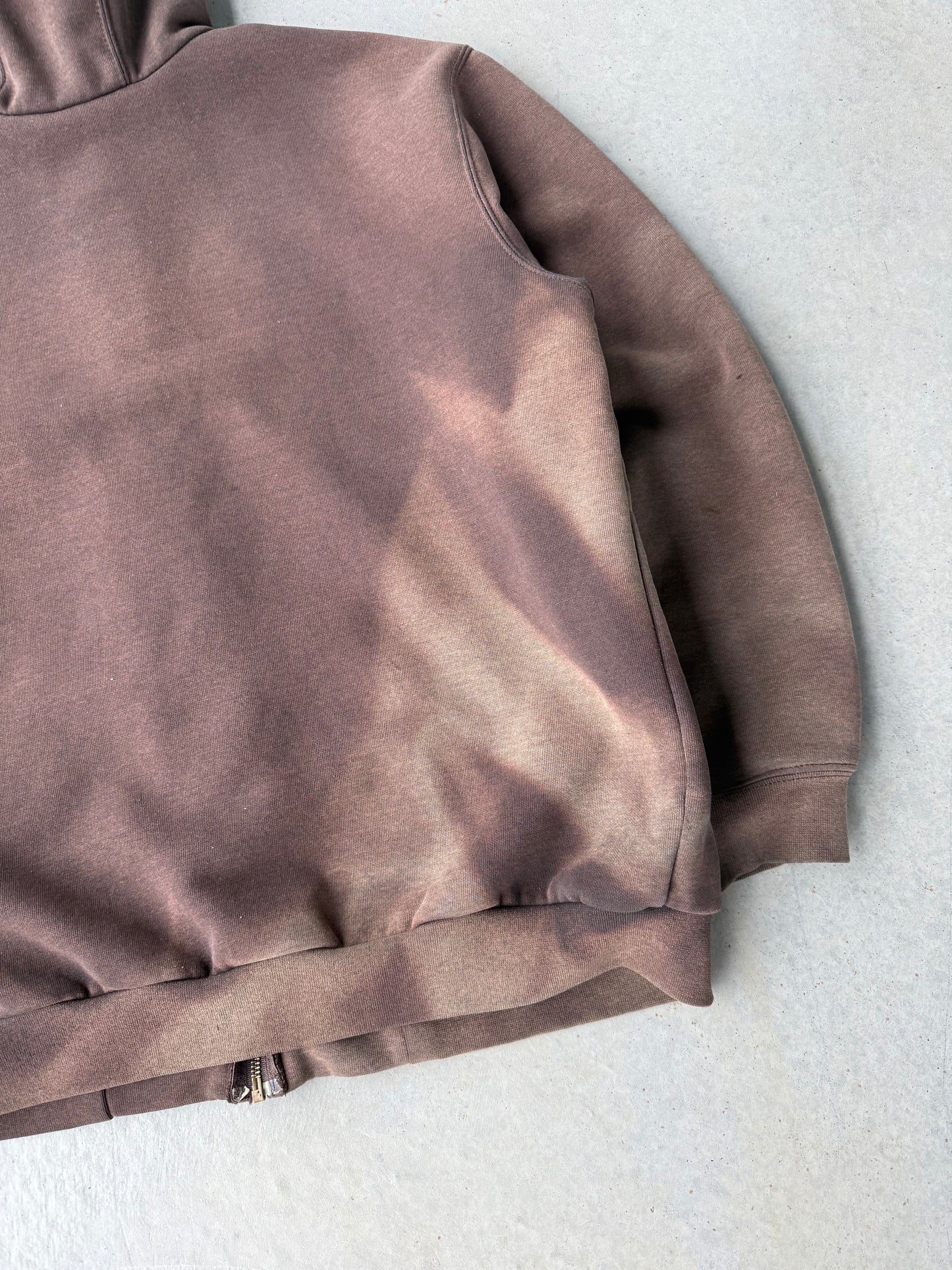 Vintage Faded Brown Carhartt Zip Up Hoodie [L]