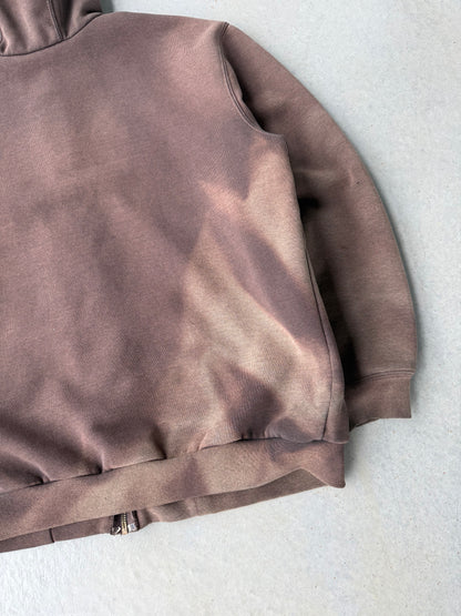 Vintage Faded Brown Carhartt Zip Up Hoodie [L]