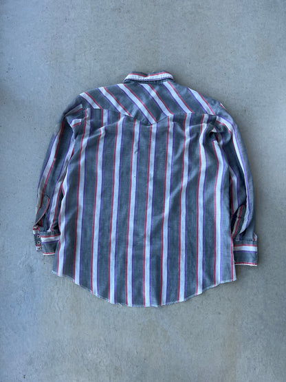 90’s Striped Pearl Snap Button Up [XL]