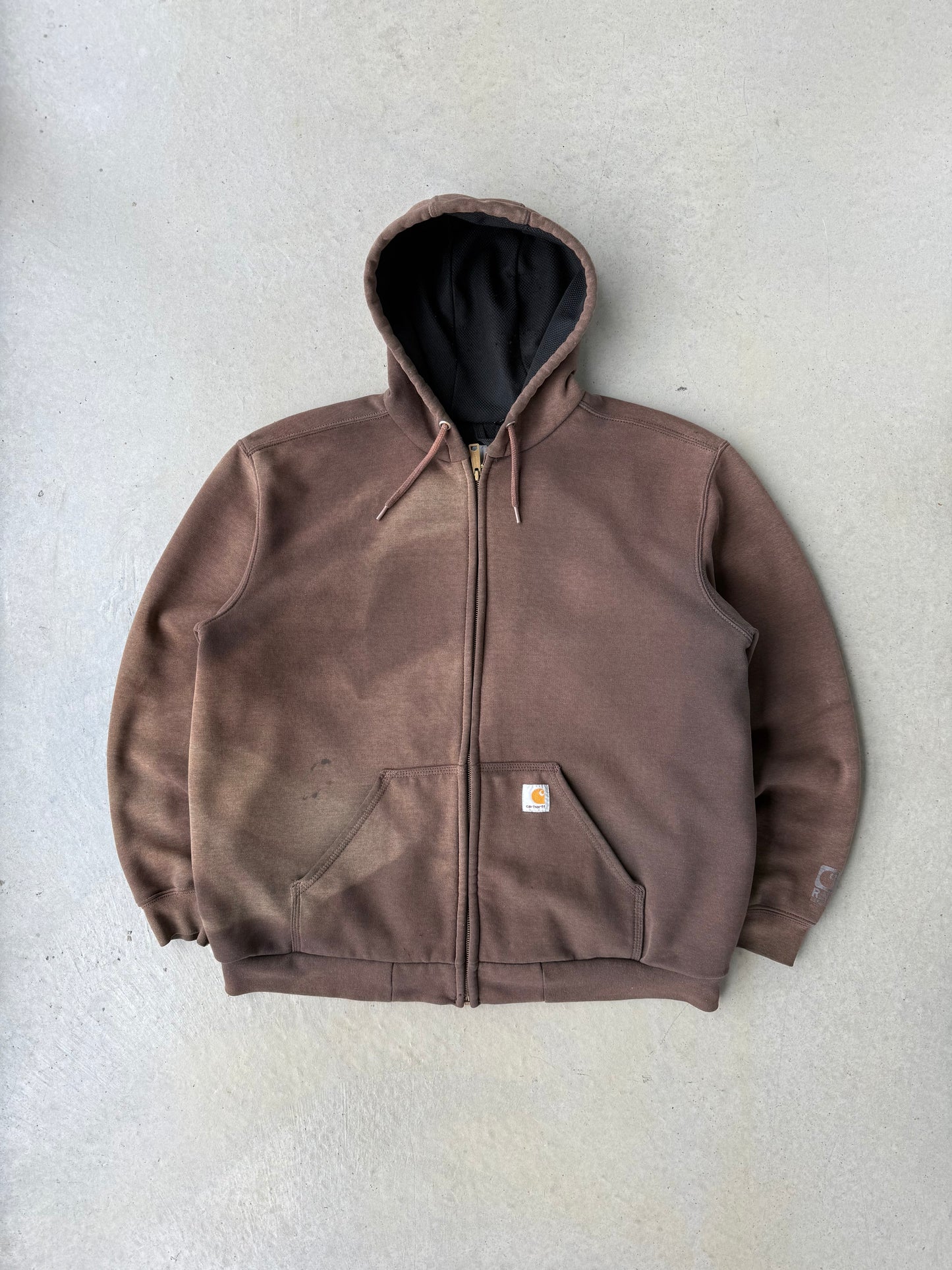 Vintage Faded Brown Carhartt Zip Up Hoodie [L]