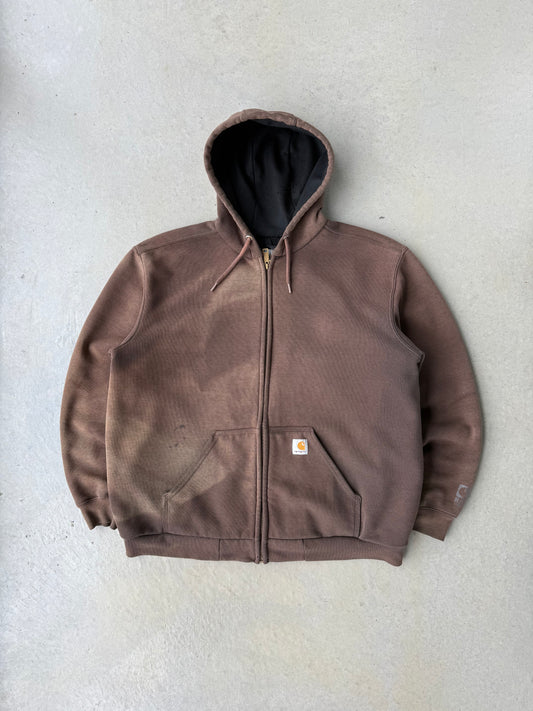 Vintage Faded Brown Carhartt Zip Up Hoodie [L]