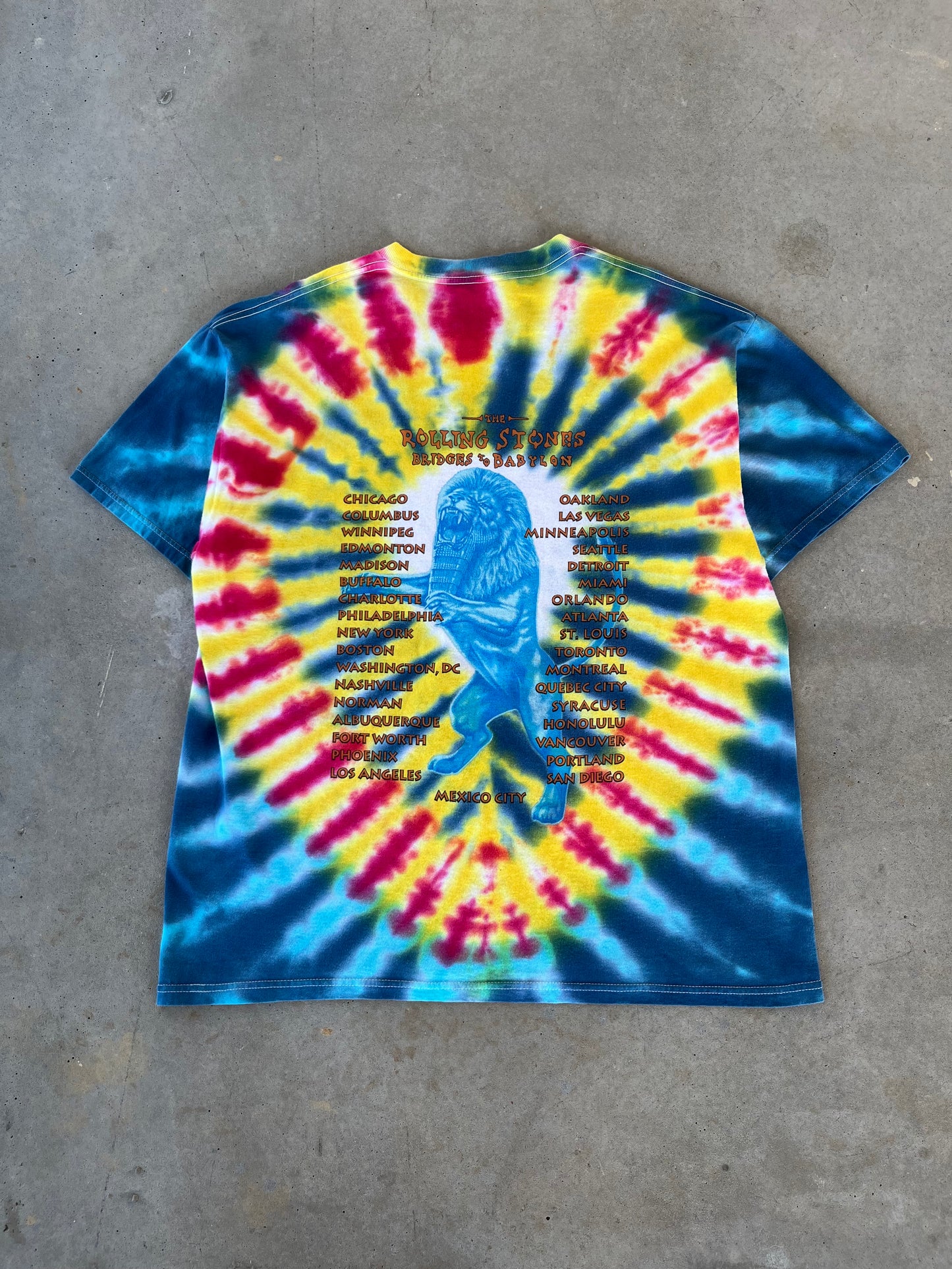 1997 Rolling Stones Bridges to Babylon Tie Dye Band T-Shirt