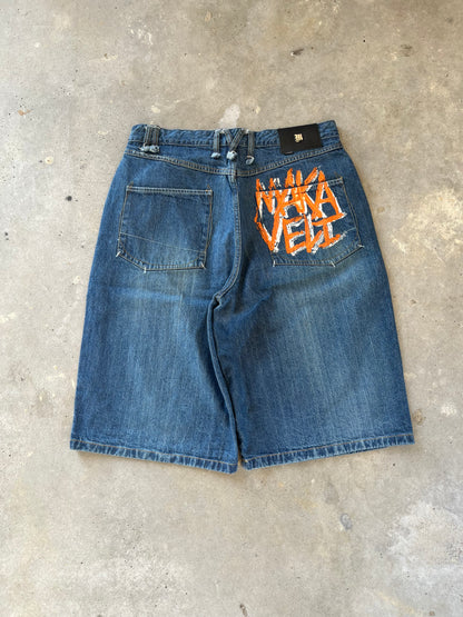 Y2K Makaveli Tupac Denim Shorts [36]