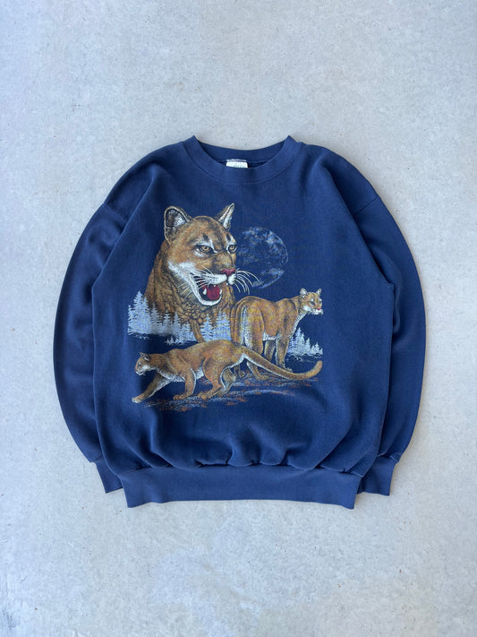 90s Mountain Lion Nature Crewneck [L]