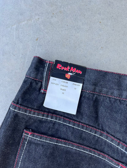 Y2K Rock Man Black Denim Baggy Jeans [32x32]