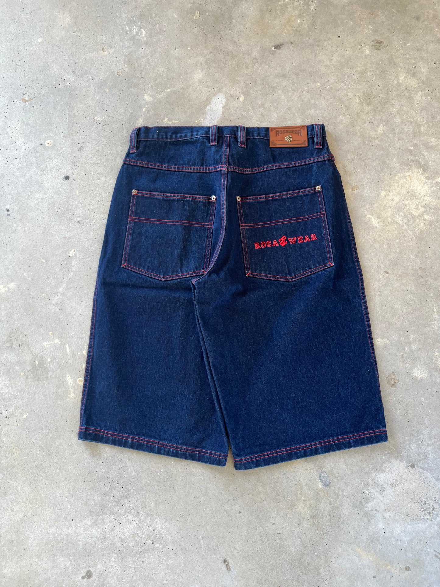 Y2K Roca Wear Embroidered Baggy Denim Shorts [36]