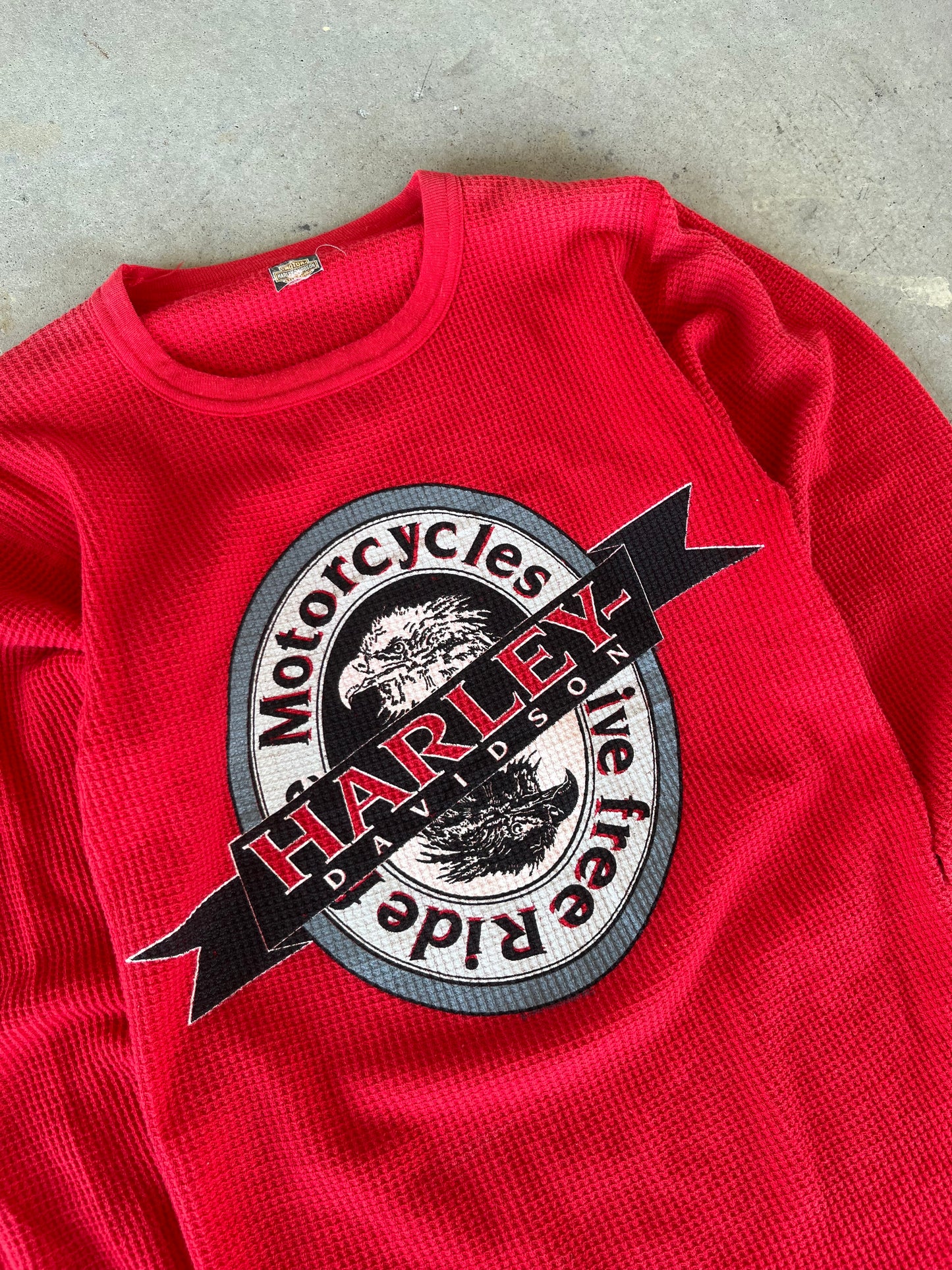 80’s Red Harley Davidson Thermal Long Sleeve [M]